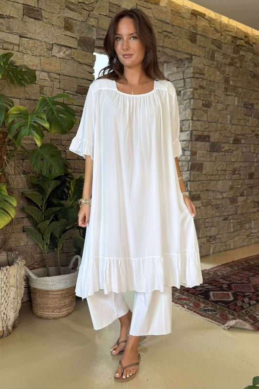 Made in Italy Menorcan Bow Back Dress White /8 =